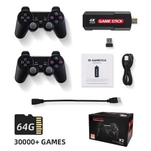 Handheld Game Consoles |  X2 Handheld Game Console Game Stick – Over 30000 Games – Two Controllers Handheld Game Consoles Black