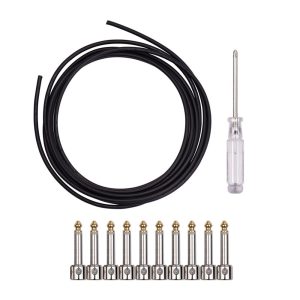 Musical Effects |  POK-02 Professional Solderless Patch Cable Kit DIY Guitar Pedal Board Cable Cord Musical Effects Chrome Plug/ Black Cable