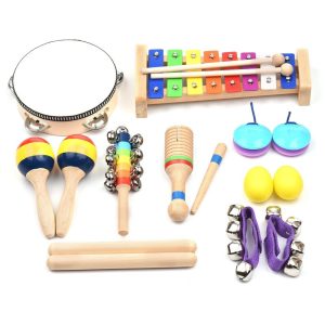 Others |  13 PCS Kids Musical Instruments Toys with Carry Bag Colorful Wooden Percussion Instruments Musical Instruments Others