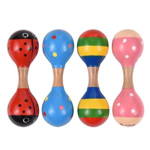 Others |  4pcs Wooden Maracas Mini Shaker Baby Rattles for Kids Cute Colorful Musical Instrument Toys Musical Instruments Others