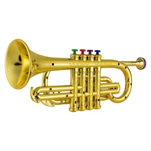 Others |  Trumpet Kids Musical Wind Instruments ABS Metallic Gold Trumpet with 4 Colored Keys Musical Instruments Gold