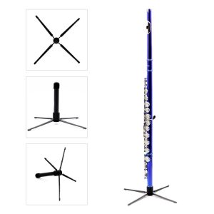 Others |  Western Concert Flute Tripod Holder Stand with 4 Metal Legs Detachable Portable Foldable Musical Instruments Others