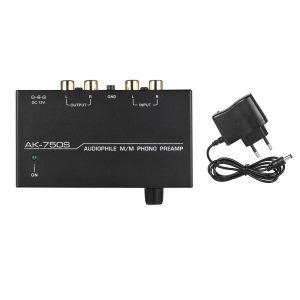 Pro Audio Equipment |  Audiophile M/M Phono Preamp Preamplifier with Level Controls RCA Input & Output Interfaces Musical Instruments Black