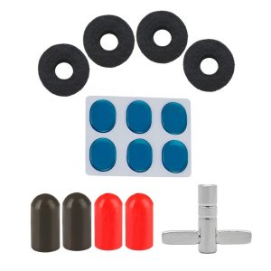 Pro Audio Equipment |  Drum Set Accessories Kit with 4pcs Cymbal Stand Felt Washeres + 4pcs Drumstick Rubber Tips + 6pcs Drum Damper Gel Pads Muffler Mute + 1pc Drum Wrench Musical Instruments Pro Audio Equipment