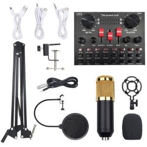 Pro Audio Equipment |  Multi-functional Live Sound Card BM800 Microphone Set Audio Recording Equipments (Black & Gold) Musical Instruments Black & Gold/ Black/ Black & Silver/ White & Silver/ Gold/ Silver/ Red & Silver/ Blue & Silver/ Silver & Grey/ Pink/ Pink & Silver