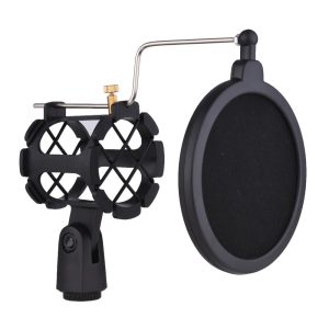 Pro Audio Equipment |  Plastic Microphone Shock Mount Anti-vibration Mic Holder Stand with Pop Filter Universal Screw Adapter for Diameter 2cm-4cm Thin Condenser Microphone Musical Instruments Pro Audio Equipment