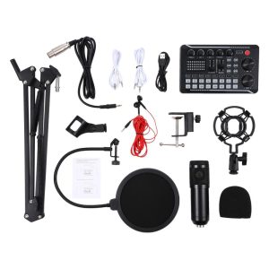 Pro Audio Equipment |  Suspension Microphone Kit Professional Sound Card & Microphone & Mic Arm Bracket Set Musical Instruments Pro Audio Equipment