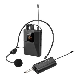 Pro Audio Equipment |  UHF Wireless Microphone Headset with Transmitter and Receiver, LED Digital Display Bodypack Transmitter Musical Instruments Black