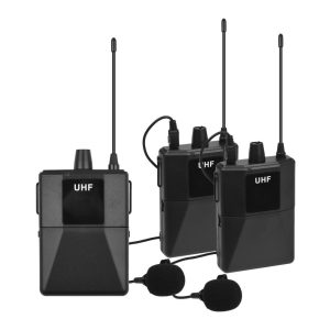 Pro Audio Equipment |  UHF Wirless Microphone System with 2 Body-pack Microphone Transmitters Receiver Musical Instruments Black