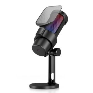 Pro Audio Equipment |  USB Gaming Microphone Computer Mic Kit RGB Lighting with Tripod Cardioid Mode Pick-up One Key to Mute and Gain Knob Musical Instruments Black/ Pink/ White