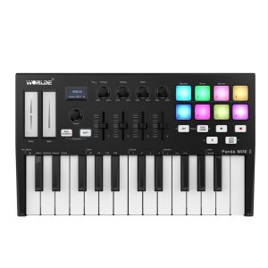 Pro Audio Equipment |  WORLDE Panda MINI II Portable 25-Key USB MIDI Keyboard Controller Musical Instruments Black/ White