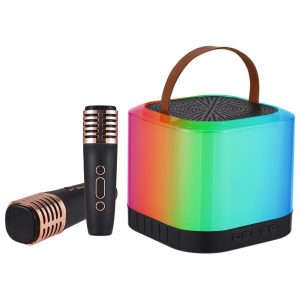 Pro Audio Equipment |  X5 Mini Karaoke Machine Wireless Microphone and Speaker Set with 2 Microphone Musical Instruments Black/ White