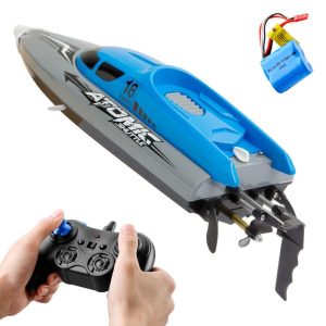 RC Boat |  2.4GHz 4 Channel RC Boat Remote Control Boat 30KM/H High Speed IPV7 Waterproof Racing Boat for Kids Adults RC Boat Blue/Orange