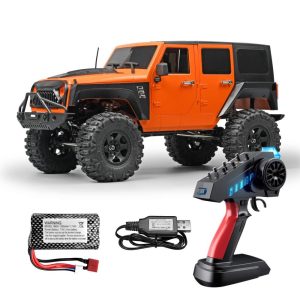 RC Car |  1:10 Scale 2.4G 4WD Rechargeable Remote Control Crawler Remote Control Car Toy with Controllable Lights RC Car Orange