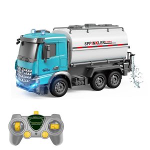 RC Car |  1/14 Electric Remote Control Crane Truck Construction Vehicles Toys with Lights and Music One-Key Demonstration Lifting Arm Engineering Car RC Car Grey/ Green