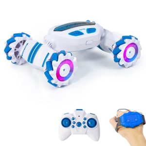 RC Car |  2.4G Remote Control Stunt Car Gesture Sensing Remote Control Car 4WD Toy Car with Lights Music RC Car Blue