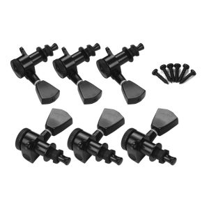 Strings |  6 Pieces 3L3R Guitar String Tuning Pegs Locking Tuners Machine Heads Knobs for Acoustic Electric Guitars Replacement Accessories with Mounting Screws and Ferrules Black Musical Instruments Silver/ Black