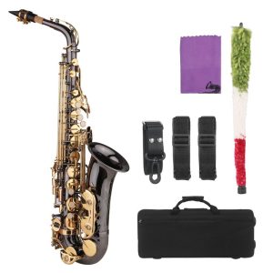 Woodwinds |  Saxophone Eb E-flat Alto Saxophone Sax Nickel-Plated Brass Body with Engraving Nacre Keys Musical Instruments Gold