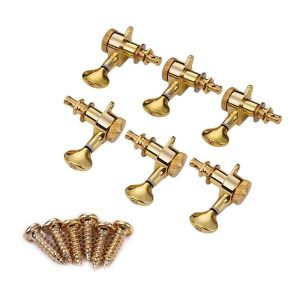 Strings |  6 Pieces Guitar Machine Heads Knobs String Tuning Peg Locking Tuners for Acoustic Electric Guitars 3L3R with Mounting Screws and Ferrules Gold Musical Instruments Gold/ Silver/ Black