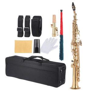 Woodwinds |  Top-Quality Brass Straight Soprano Saxophone Bb B Flat | Woodwind Instrument Musical Instruments Woodwinds