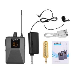 Pro Audio Equipment |  UHF Wireless Microphone System with Microphone Body-pack Transmitter and Receiver 6.35mm Plug Musical Instruments Black